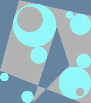 Abstract geometric quadrangle, circles, triangle placed chaotically on grey Stockillustratie