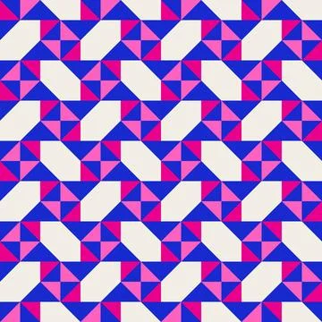 Abstract geometric quilt seamless vector pattern, patchwork background. Pin.. Stock Illustration