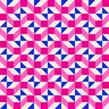 Abstract geometric quilt seamless vector pattern, patchwork background. Pin.. Stock Illustration
