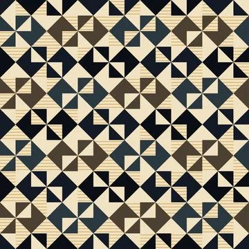 Abstract geometric quilt seamless vector pattern, patchwork background, bol.. Illustrazione stock