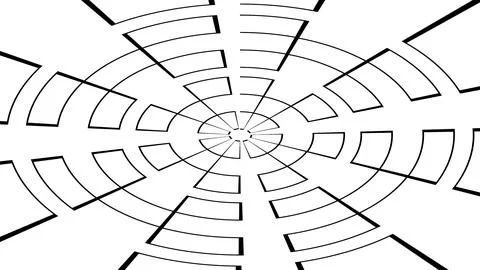Abstract geometric radial pattern. Black and white circular lines for moder.. Stock Illustration