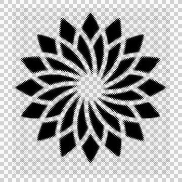 Abstract geometric radial pattern with sharp petal shapes and dotted textur.. Illustrazione stock
