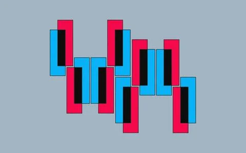 Abstract Geometric Rectangle Block Cluster on Blue Background Illustration