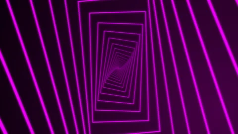 Abstract Geometric Rectangle Line with Neon Light Effect Stock Footage 348333445