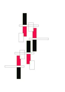 Abstract geometric rectangles with red oval rings 스톡 일러스트