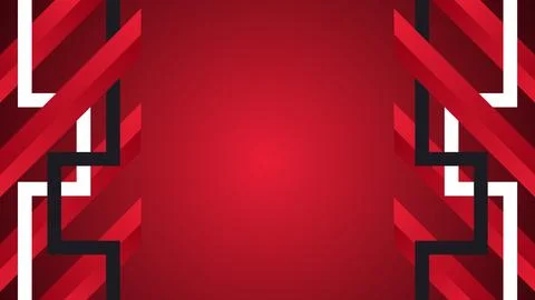 Abstract Geometric Red Background With Layered Diagonal Lines and Shapes Stock Illustration