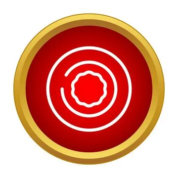 Abstract geometric red circle icon with gold frame Stock Illustration