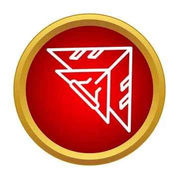 Abstract geometric red circle symbol with golden frame Illustrazione stock