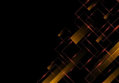 Abstract geometric red glossy square and stripes with glow light on black bac Stock Illustration