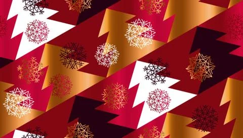 Abstract geometric red xmas tree seamless pattern Illustrazione stock