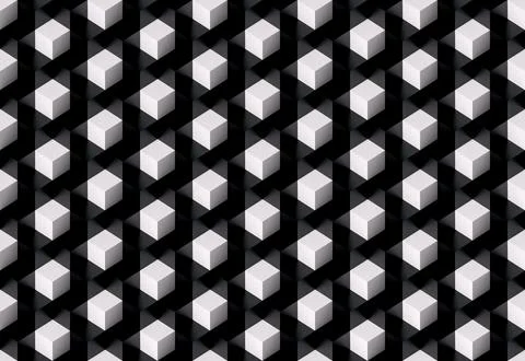 Abstract Geometric Repeating Background of Glossy Black and White Cubes. Stock Illustration