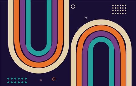 Abstract geometric retro background with round and lines design elements. r.. 库存插图