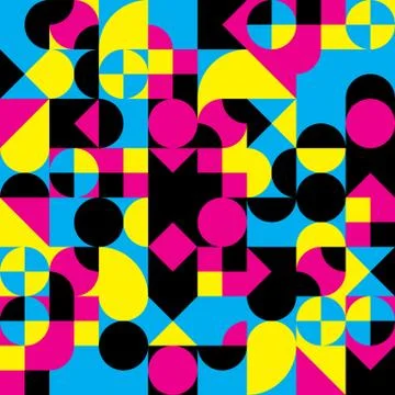 Abstract geometric retro design. Vector seamless pattern in CMYK colors Stock Illustration
