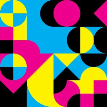 Abstract geometric retro design. Vector seamless pattern in CMYK colors Stock Illustration