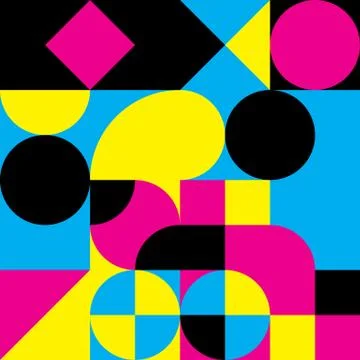 Abstract geometric retro design. Vector seamless pattern in CMYK colors Stock Illustration