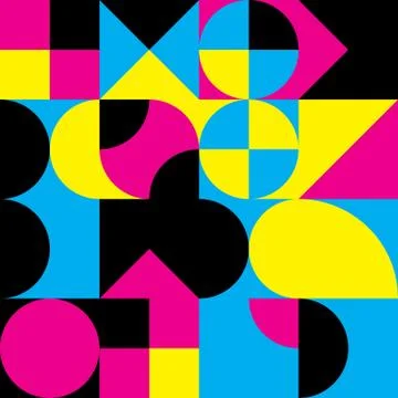 Abstract geometric retro design. Vector seamless pattern in CMYK colors Stock Illustration