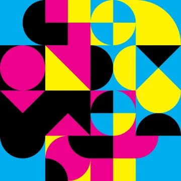 Abstract geometric retro design. Vector seamless pattern in CMYK colors Stock Illustration