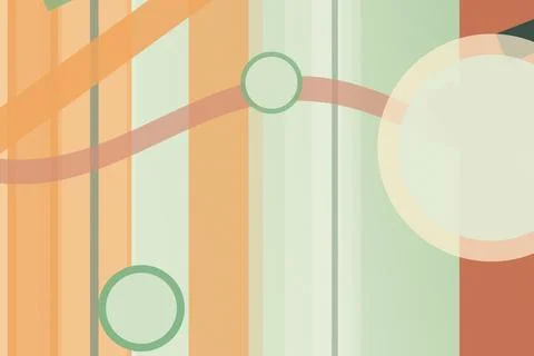 Abstract geometric retro pattern with peach, green, and cream stripes and c.. Stock Illustration