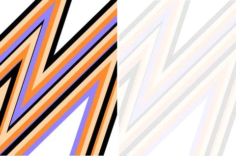Abstract Geometric Retro Striped Pattern With Black Triangles And Layered O.. Stock Illustration