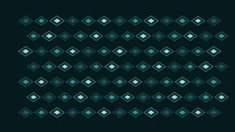 Abstract geometric rhombus pattern background with teal and cyan glowing di.. Video stock 347809918