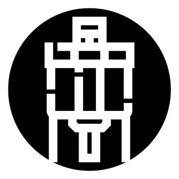 Abstract geometric robot icon inside a black circle Stock Illustration