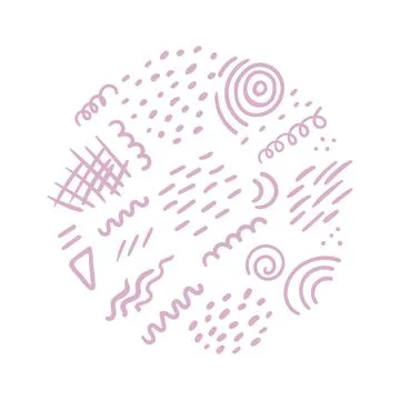 Abstract geometric round shape, scribbles texture hand drawn illustration. Illustrazione stock