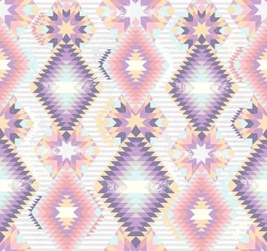 Abstract geometric seamless aztec pattern. colorful ikat style pattern. Stock Illustration