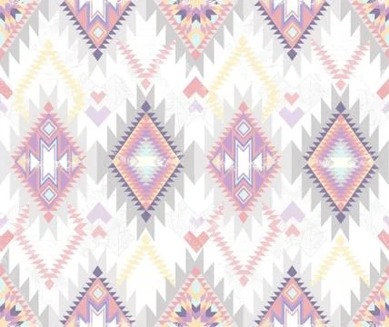 Abstract geometric seamless aztec pattern. colorful ikat style pattern. Stock Illustration