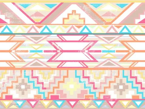 Abstract geometric seamless aztec pattern. colorful ikat style pattern. Stock Illustration