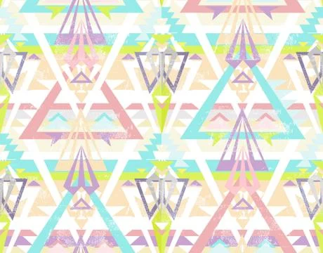 Abstract geometric seamless aztec pattern. colorful ikat style pattern. Stock Illustration