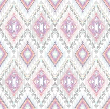 Abstract geometric seamless aztec pattern. colorful ikat style pattern. Stock Illustration