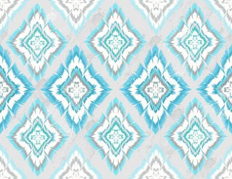 Abstract geometric seamless aztec pattern. colorful ikat style pattern. Stock Illustration