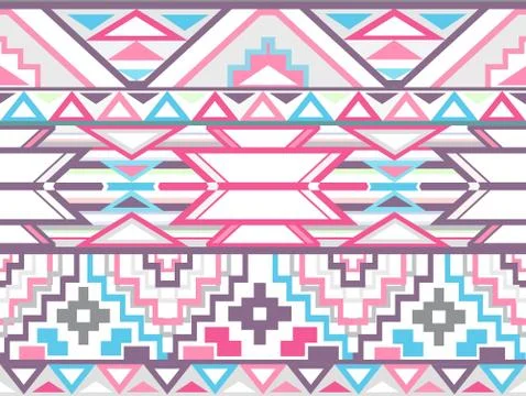 Abstract geometric seamless aztec pattern. colorful ikat style pattern. Stock Illustration