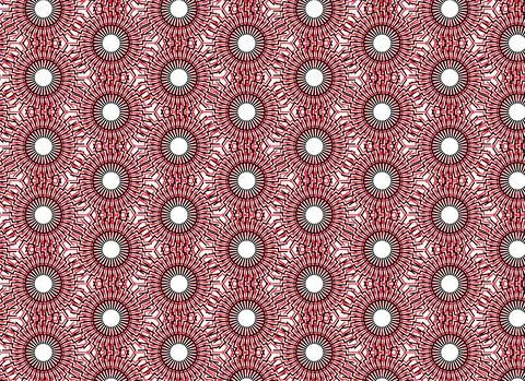 Abstract geometric seamless circular vector pattern in Red, black and white Stock Illustration