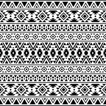 Abstract geometric seamless ethnic pattern with tribal Aztec motives. Stock Illustration