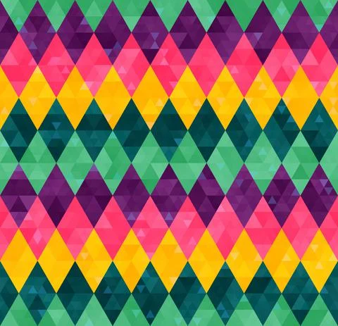 Abstract geometric seamless harlequin pattern from rows of rhombuses in green Stock Illustration