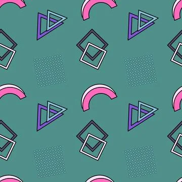 Abstract Geometric Seamless Pattern with Arcs and Dotted Squares Stock Illustration