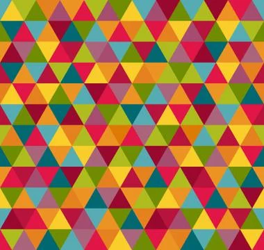Abstract Geometric Seamless Pattern Background With Colorful Triangles Stock Illustration