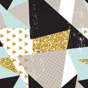 Abstract Geometric Seamless Pattern Background with Glitter Elements. Textile or Stock Illustration