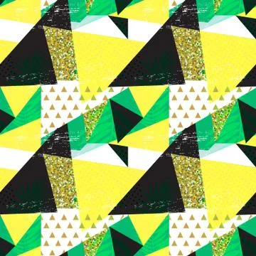 Abstract Geometric Seamless Pattern Background with Glitter Elements. Textile or Stock Illustration