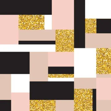 Abstract Geometric Seamless Pattern Background with Glitter Elements. Textile Stock Illustration