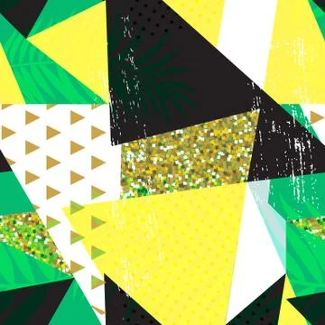 Abstract Geometric Seamless Pattern Background with Glitter Elements. Textile Stock Illustration