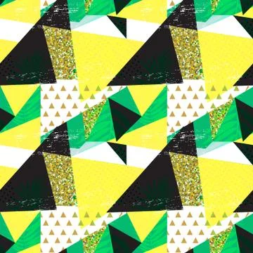 Abstract Geometric Seamless Pattern Background with Glitter Elements. Textile Stock Illustration