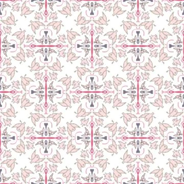 Abstract geometric seamless pattern with birds. Illustrazione stock