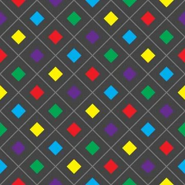 Abstract geometric seamless pattern. Black and colored squares. Illustrazione stock