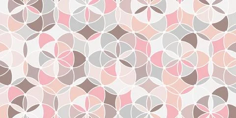 Abstract geometric seamless pattern circle overlapping elegant pink backgroun Stock Illustration