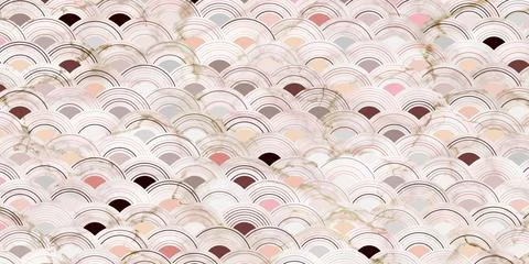 Abstract geometric seamless pattern circles overlapping pink background Stock Illustration