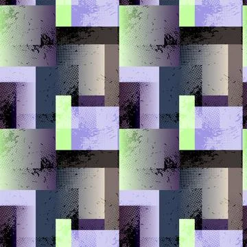 Abstract geometric seamless pattern with color squares and grunge spots Stock-Illustration