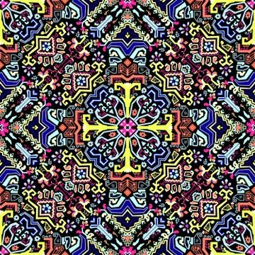 Abstract geometric seamless pattern. Colored aztec style pattern. Illustrazione stock