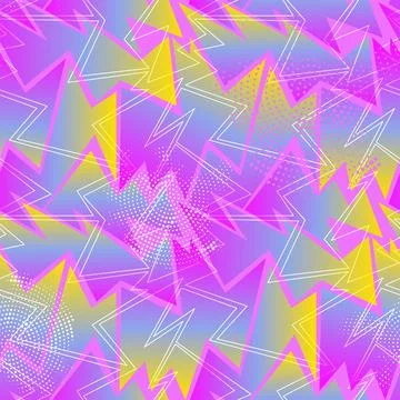 Abstract geometric seamless pattern with colorful curved geometric shapes Illustrazione stock